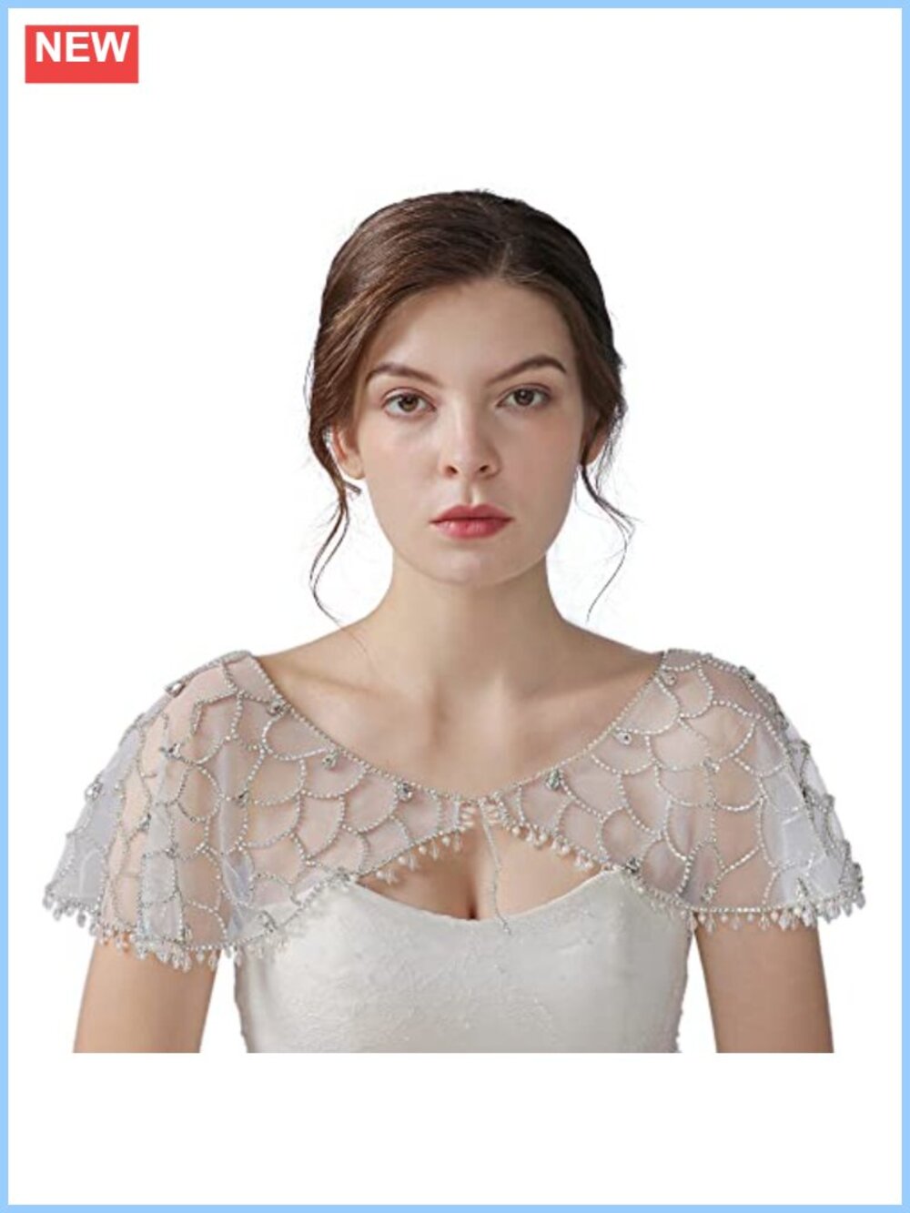 Rhinestone Bridal Bolero Shawl Tulle Cape Mesh Wrap Shrug